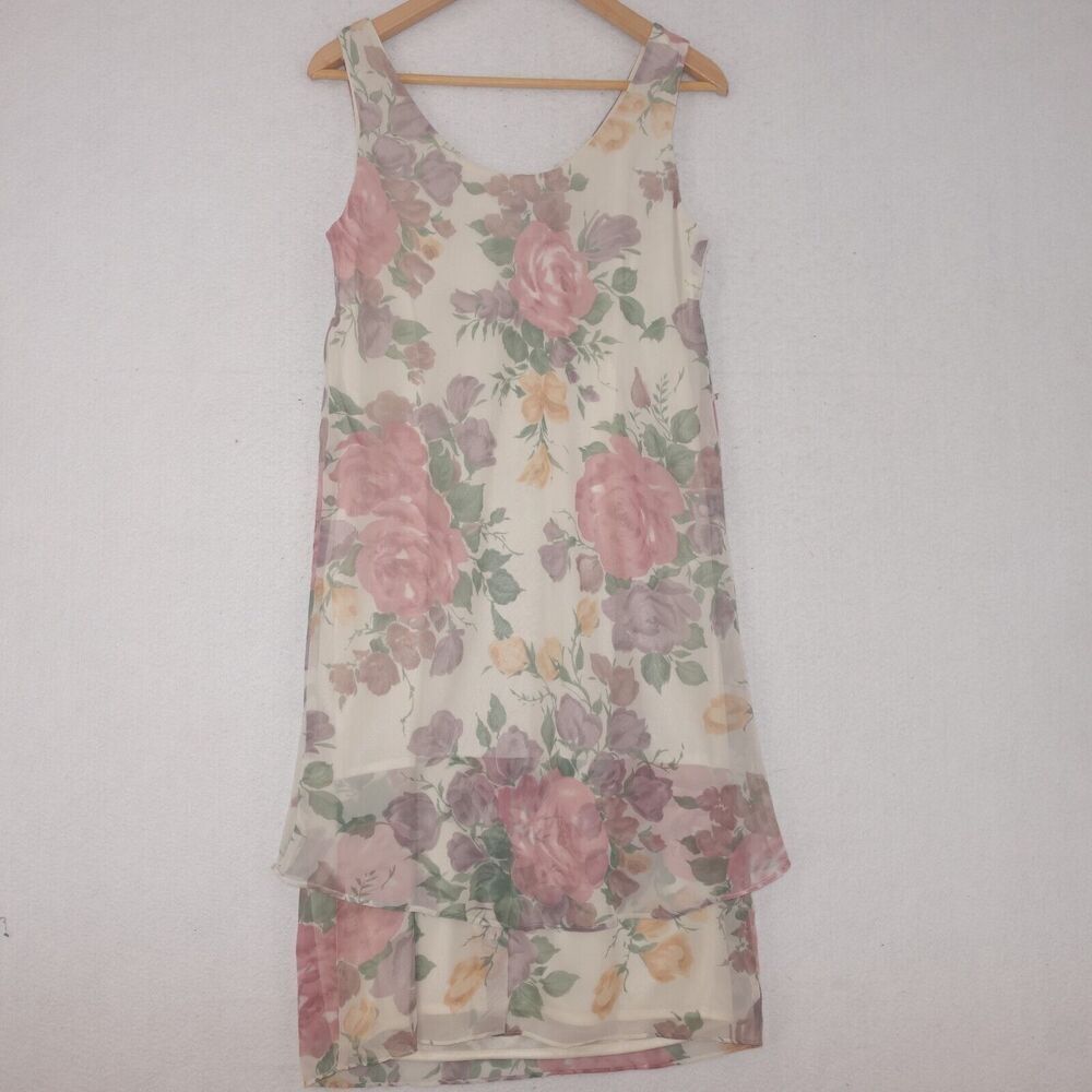 Jeffrey & Dara Evenings by Tom Barra Floral Dress + Jacket Women's 10 Vintage - Picture 7 of 8